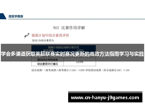 学会多渠道获取英超联赛实时赛况更新的高效方法指南学习与实践